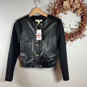 Michael Michael Kors Women's Button Ponte Jacket PETITE XS Black